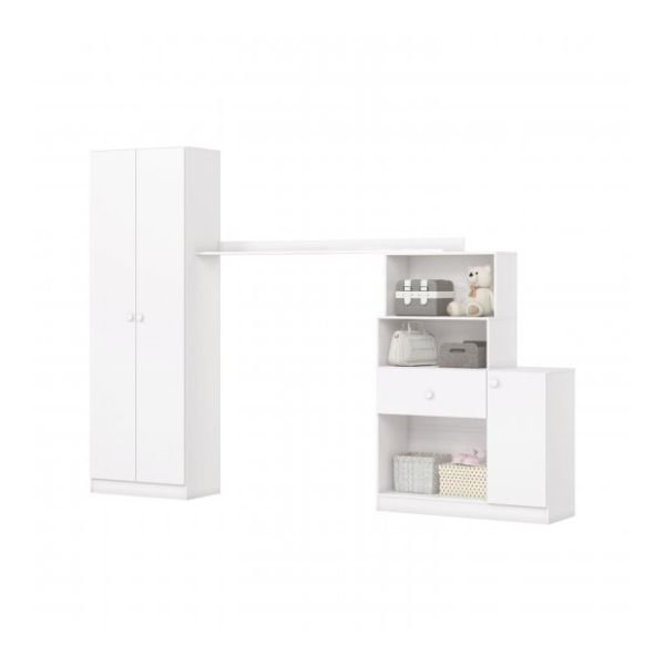 Kit Pétala infantil modulado fechado guarda-roupa branco
